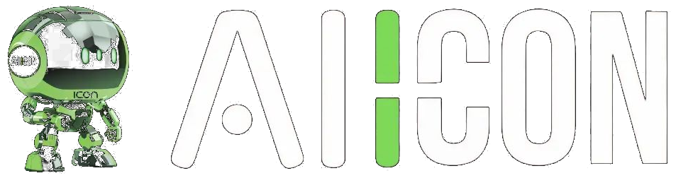AIICON logo — ICON the mascot robot beside the AIICON wordmark
